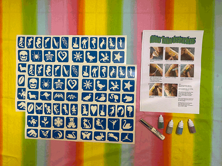 Glitter tattoo stencils