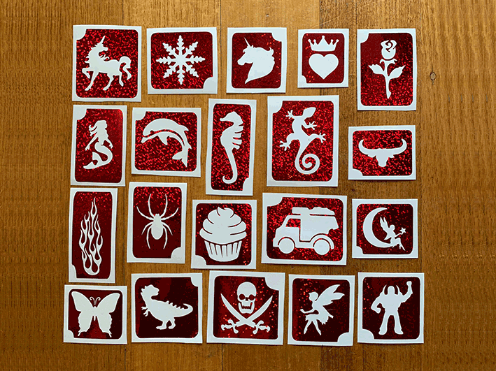 Glitter tattoo stencils