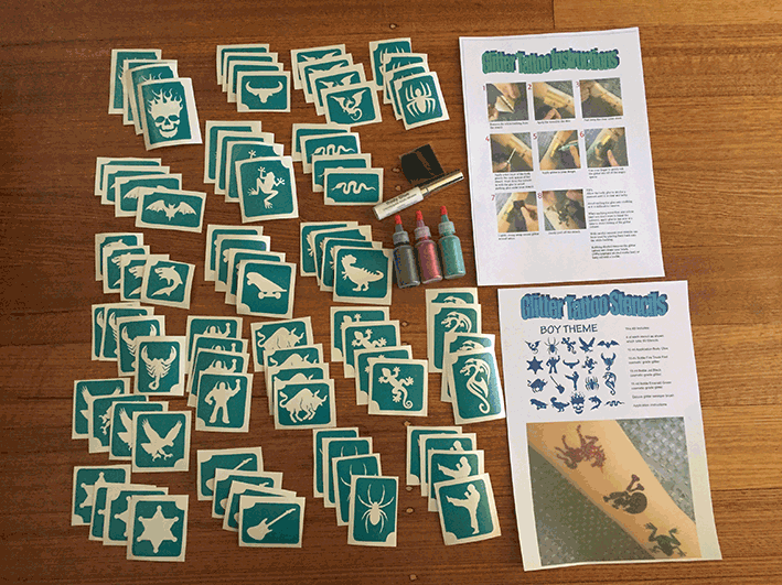 Glitter tattoo stencils