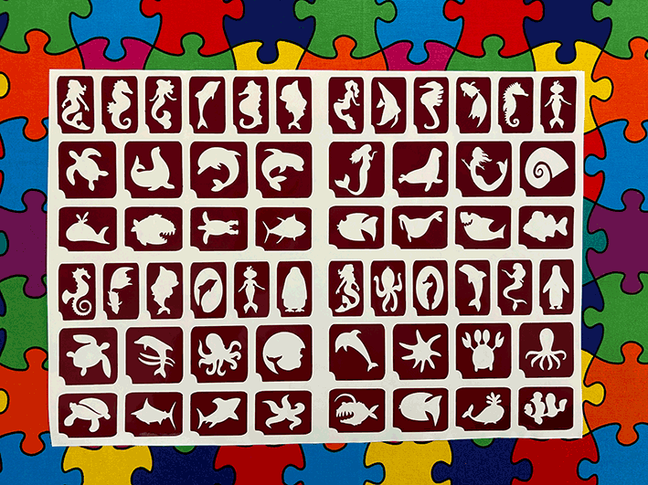 Sea theme stencil sheet