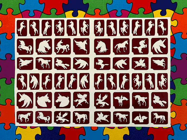 Unicorn theme stencil sheet